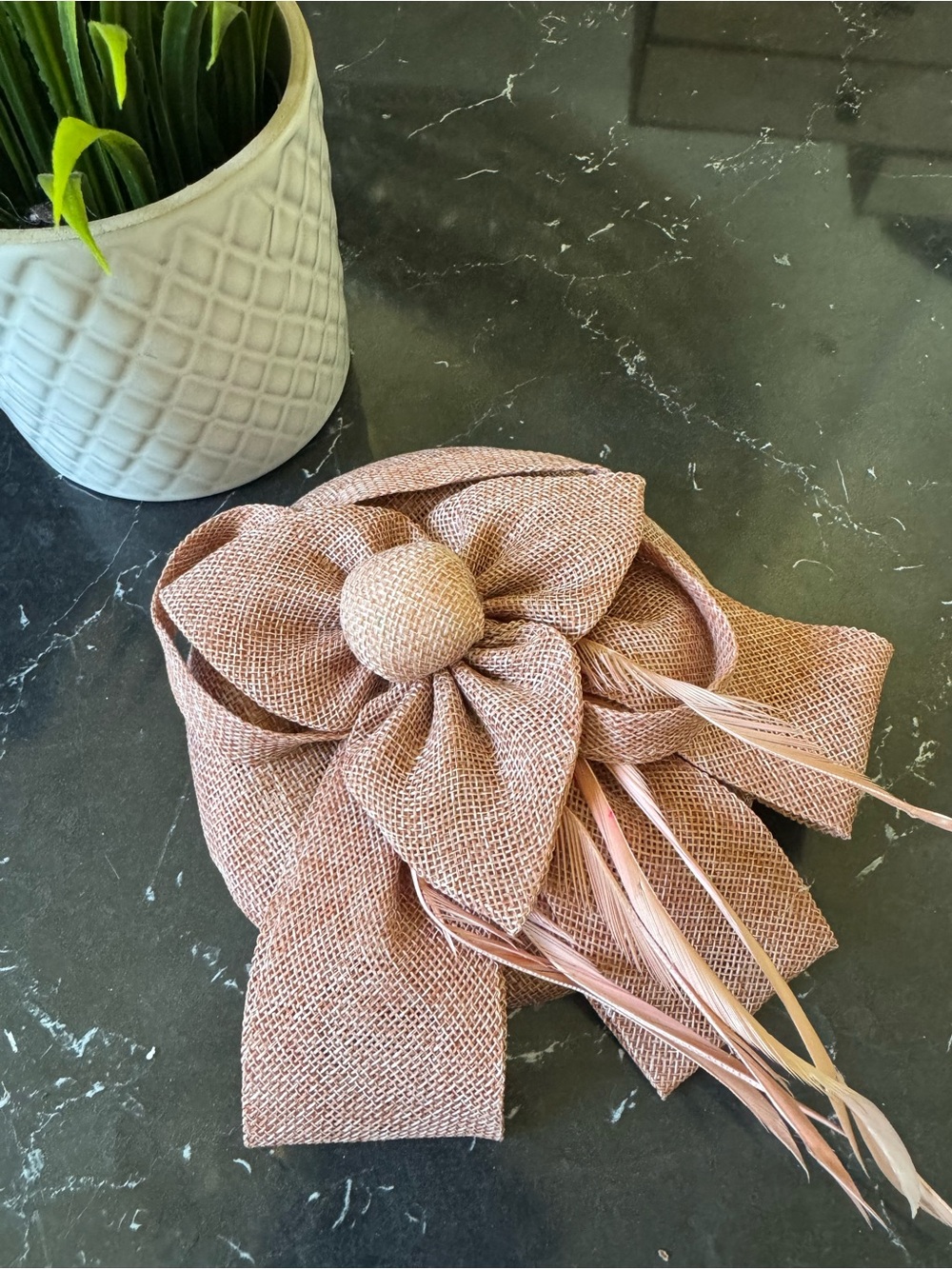 Womens Pink Bow Fascinator Hair Clip with  Accents